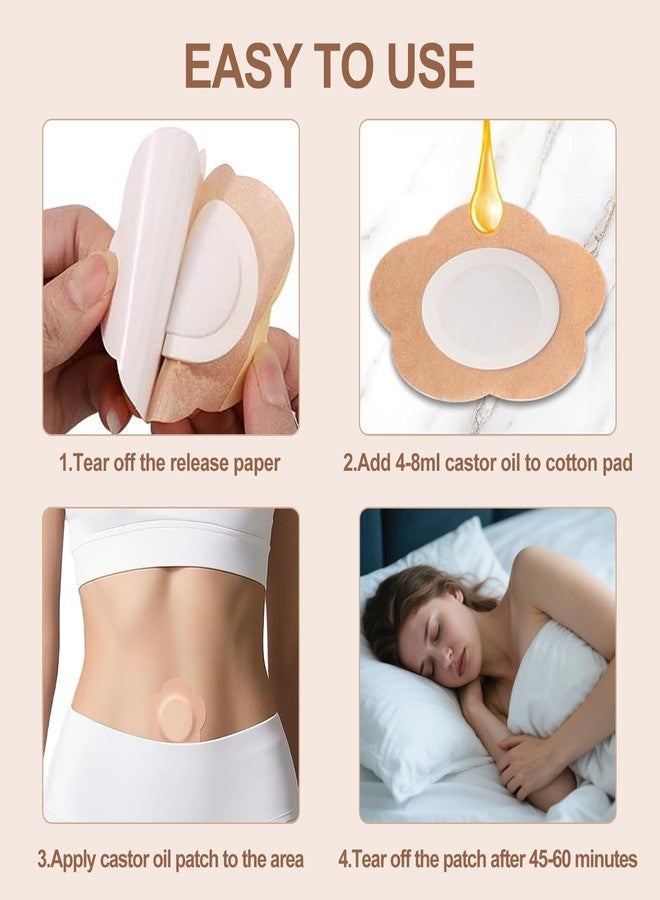 Autdor Castor Oil Patches for Belly Button, 100PCS Castor Oil Pack Wraps Organic Cotton Self-Adhesive Castors Oils Pack Anti Leakage Disposable Pads Portable & Breathable No Wash (Oil Not Included) - Image 2